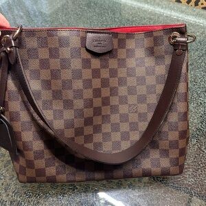 Fashion Designer Brown Checkered Shoulder Bag